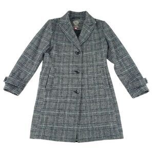 Vince Camuto Size Medium Single Breasted Plaid Wool Blend Walker Coat Jacket